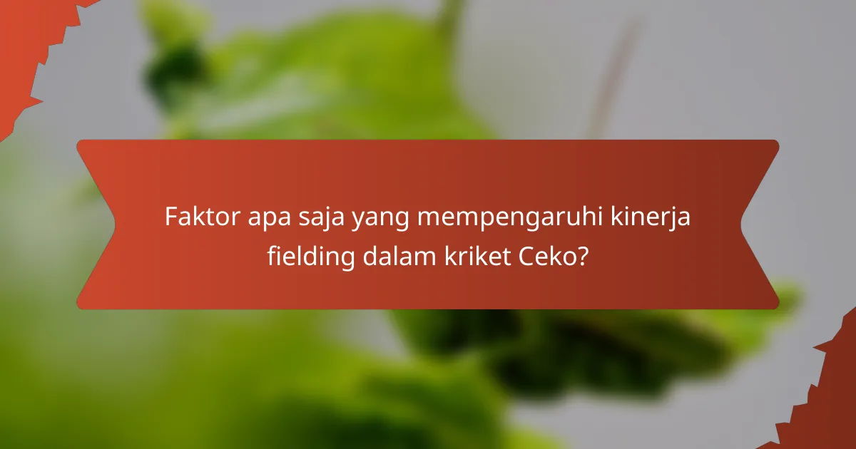 Faktor apa saja yang mempengaruhi kinerja fielding dalam kriket Ceko?